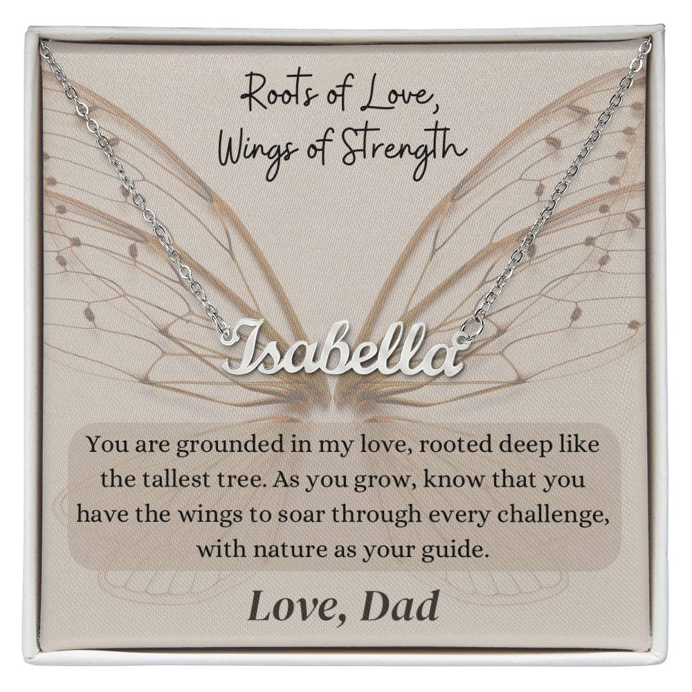 Roots of Love, Wings of Strength | Personalized Name Necklace with Personalized Message Card | Not Sold in Stores