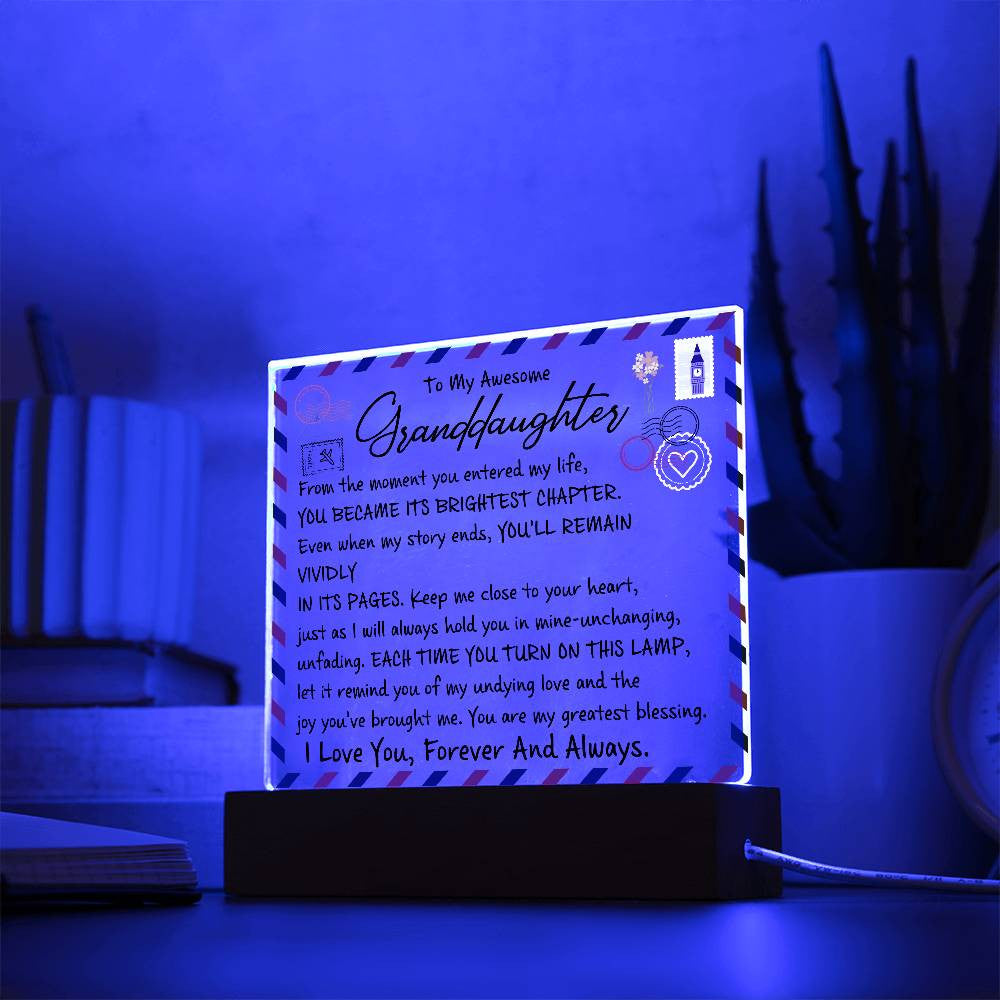 To My Granddaughter | LED Nightlight Acrylic Square Plaque