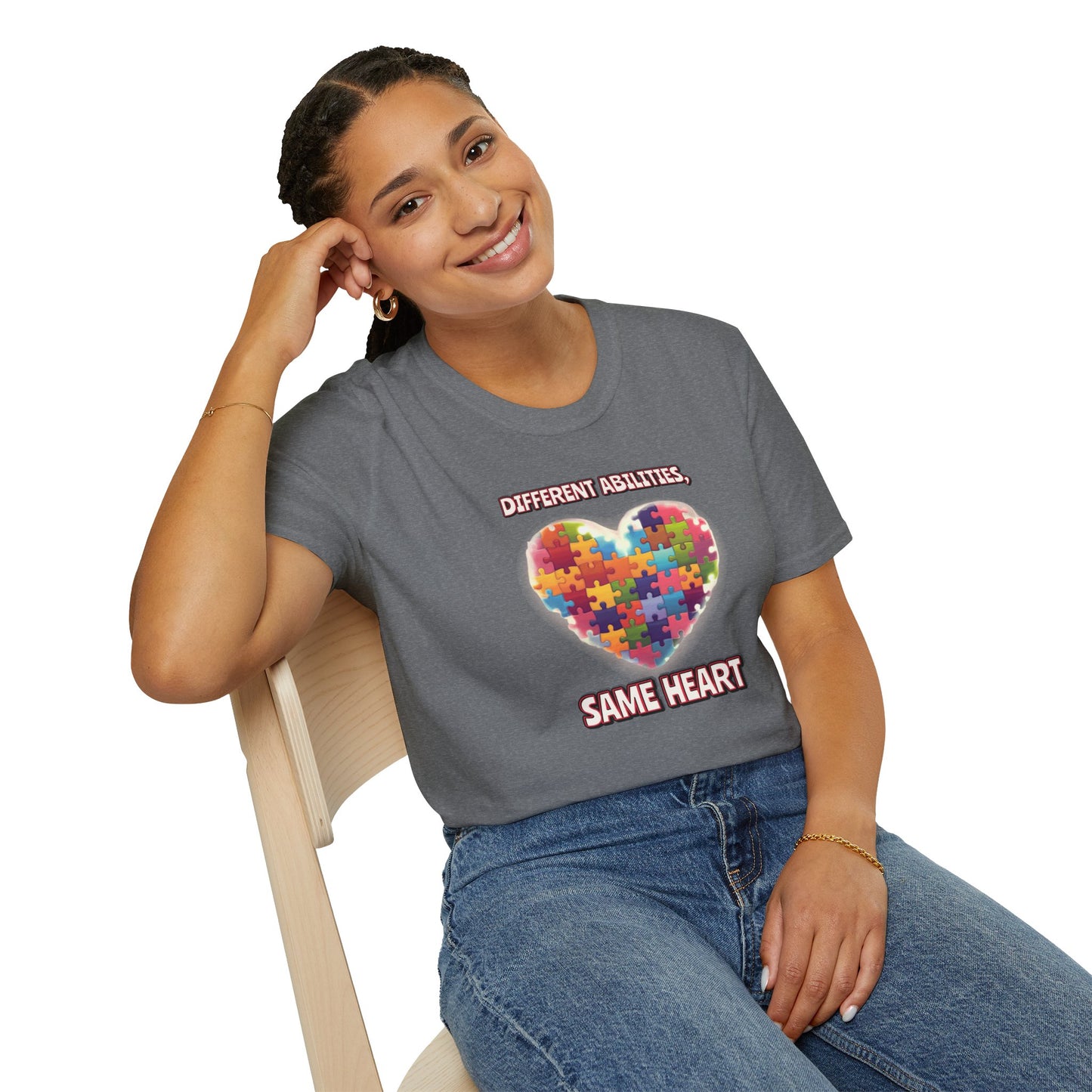 DIFFERENT ABILITIES, SAME HEART | INCLUSION SEL T-SHIRT Unisex Softstyle T-Shirt