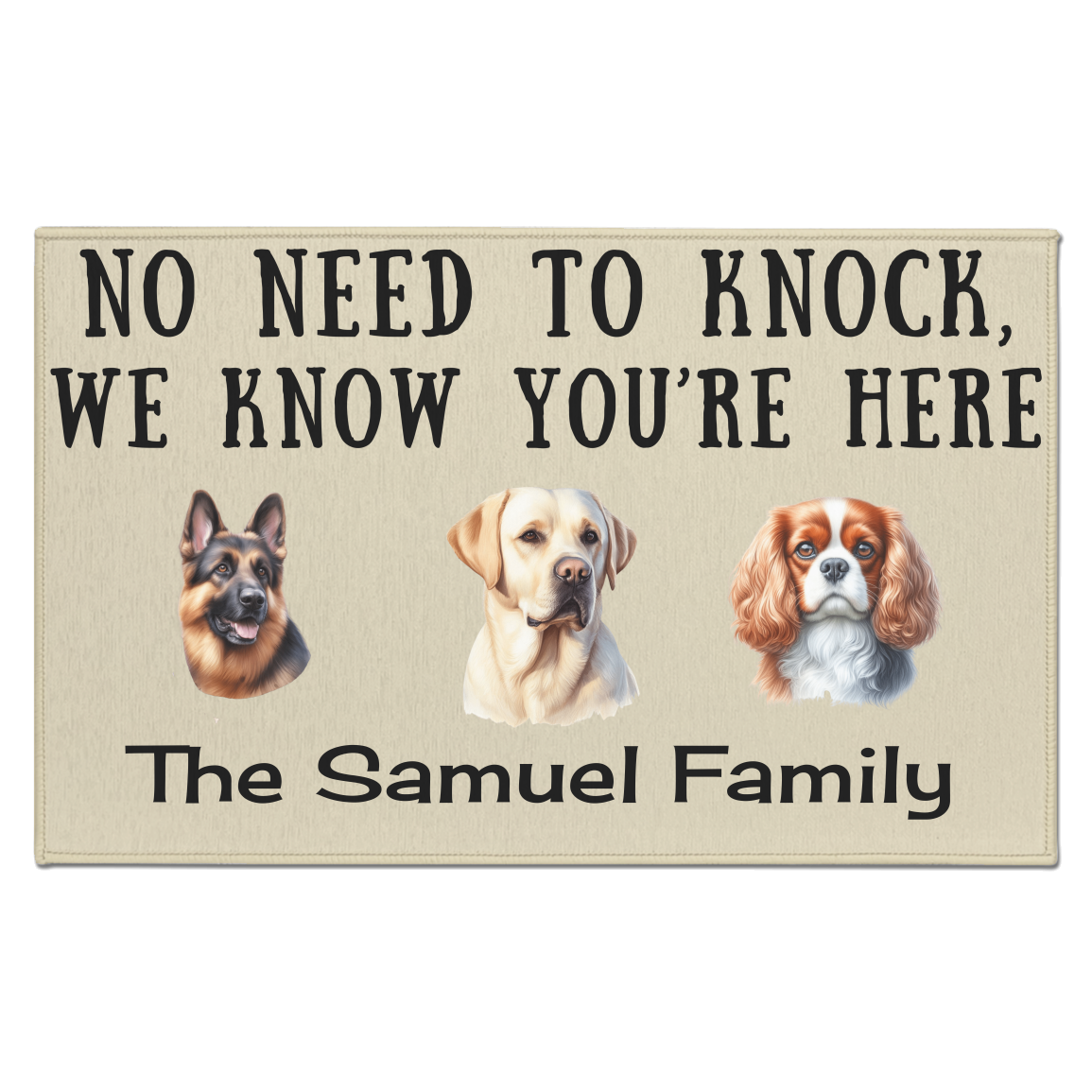 Personalize Dog Breed and Name Welcome Indoor Doormat - 3 Dogs