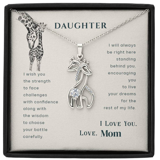 Daughter Encouraging You to Live Your Dreams Giraffe Necklace | Personalize Closing Text