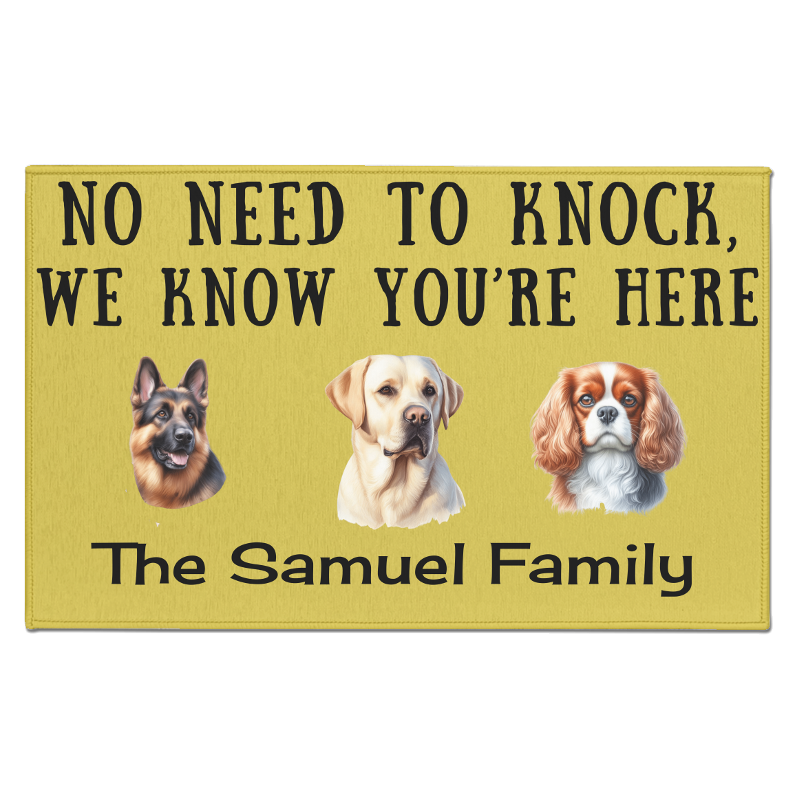 Personalize Dog Breed and Name Welcome Indoor Doormat - 3 Dogs