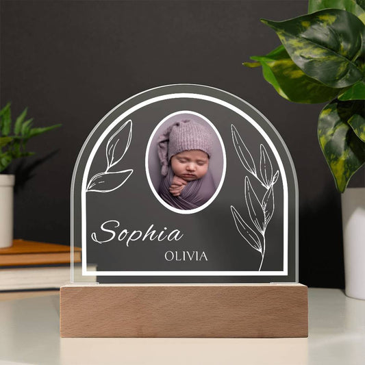 Personalized Photo First Name Middle Name Acrylic Dome Plaque | Baby Gift | Birthday | Christmas