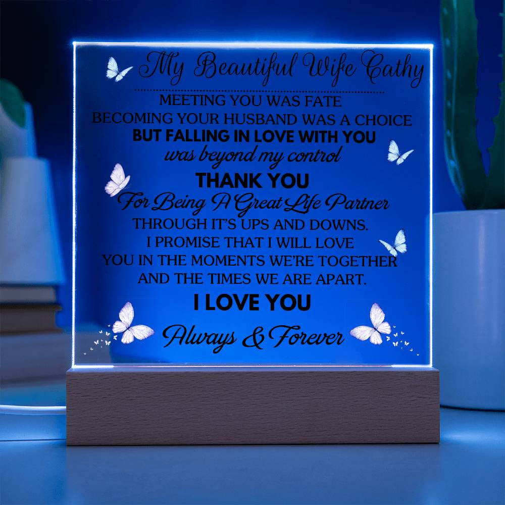 Meeting You Was Fate - Personalized Acrylic Plaque with LED Base