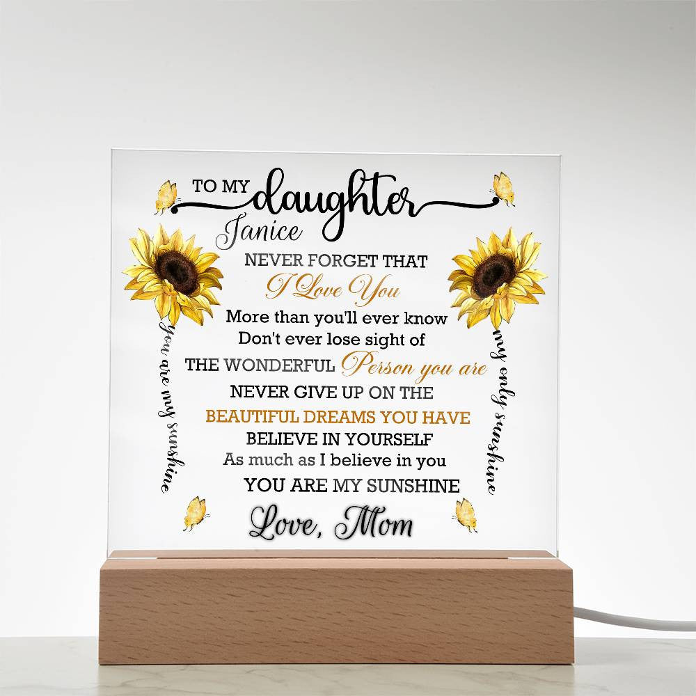 Free Personalization To My Daughter Acrylic Square Plaque