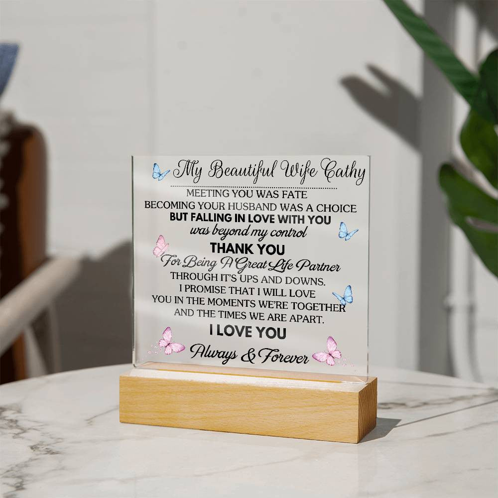 Meeting You Was Fate - Personalized Acrylic Plaque with LED Base