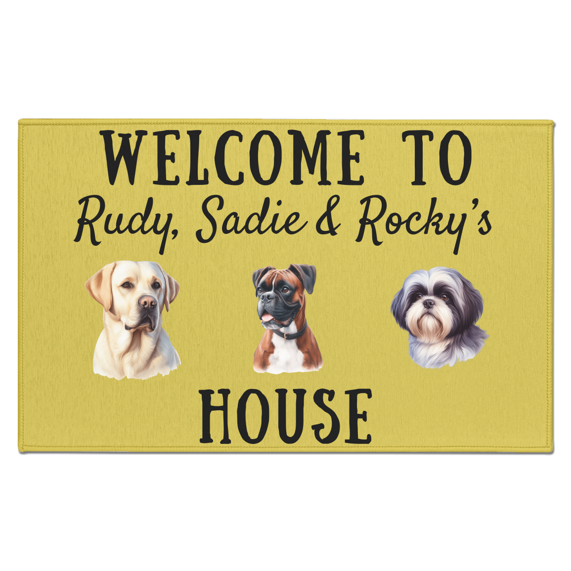 Personalized Dog Breed Welcome Indoor Doormat - 3 dogs