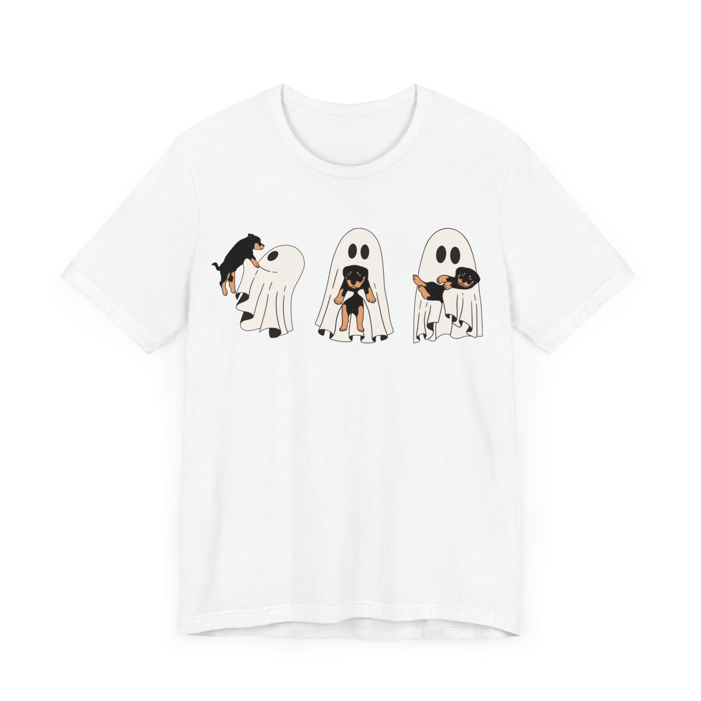 Cute Ghost & Puppy Funny Halloween Unisex Jersey Short Sleeve Tee | Dog Lover