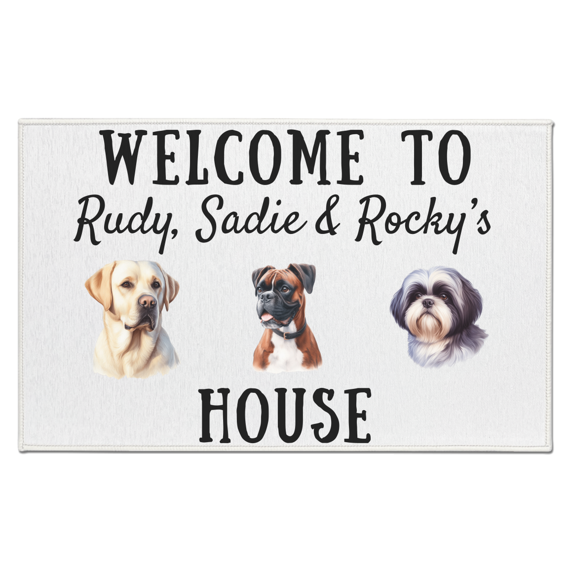 Personalized Dog Breed Welcome Indoor Doormat - 3 dogs