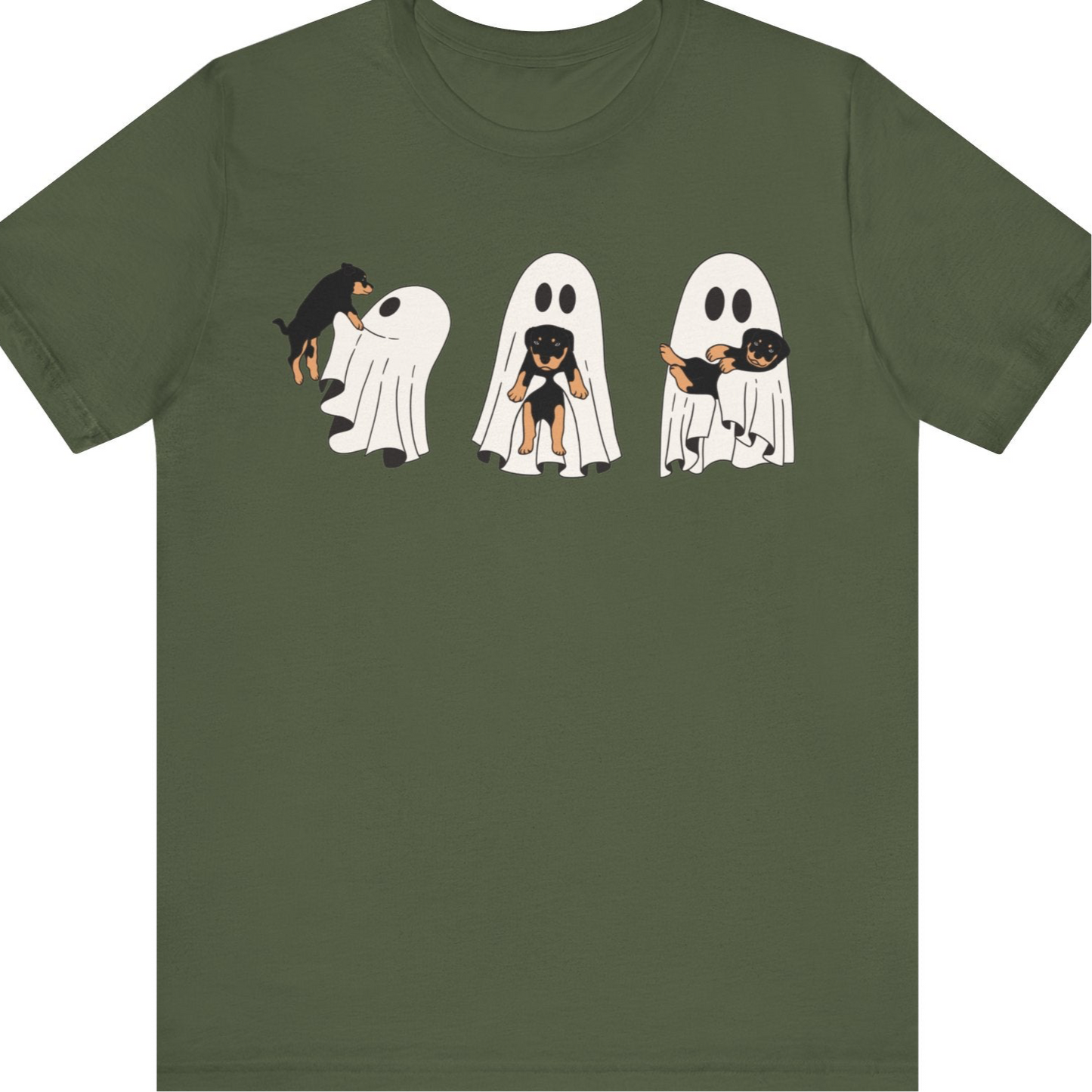 Cute Ghost & Puppy Funny Halloween Unisex Jersey Short Sleeve Tee | Dog Lover