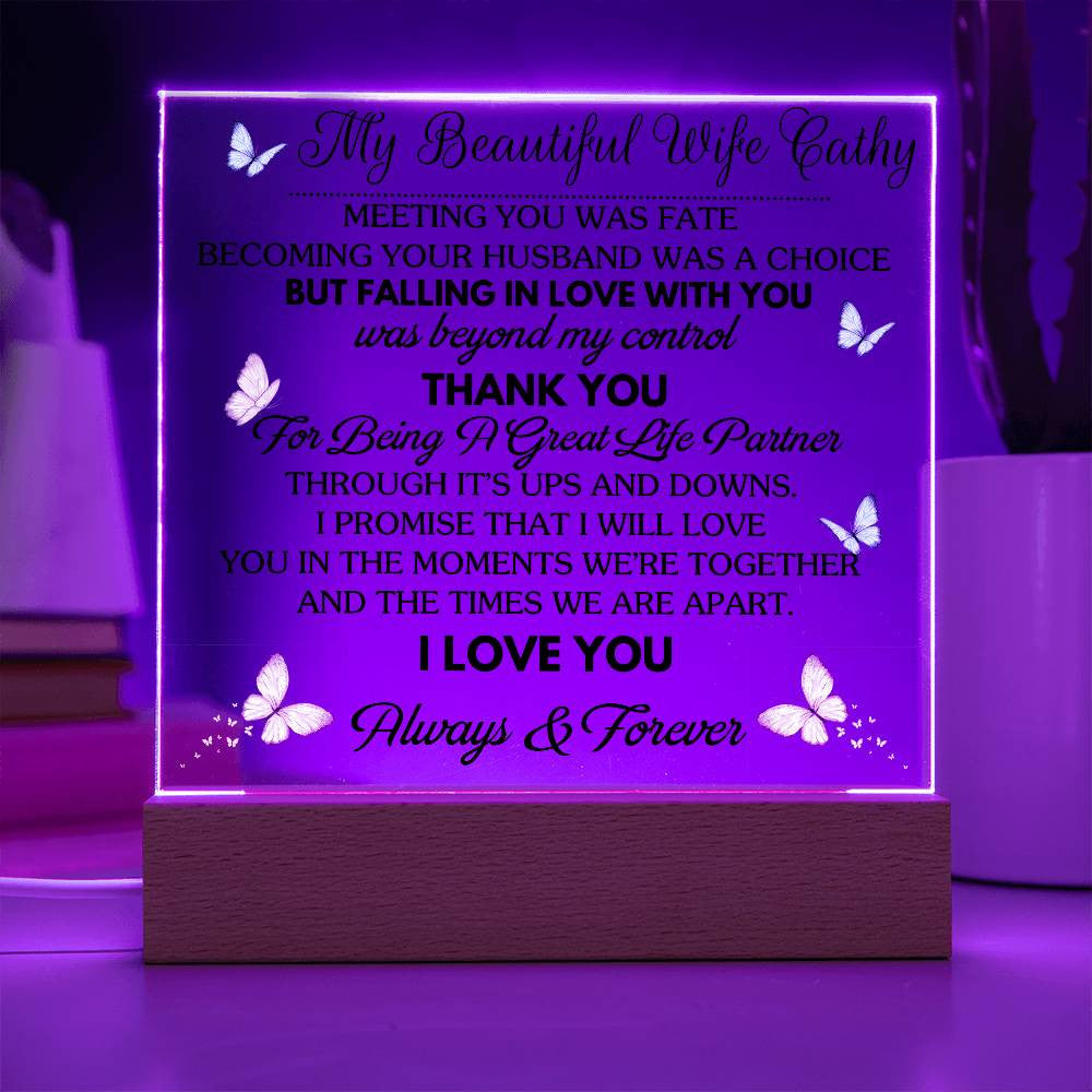 Meeting You Was Fate - Personalized Acrylic Plaque with LED Base