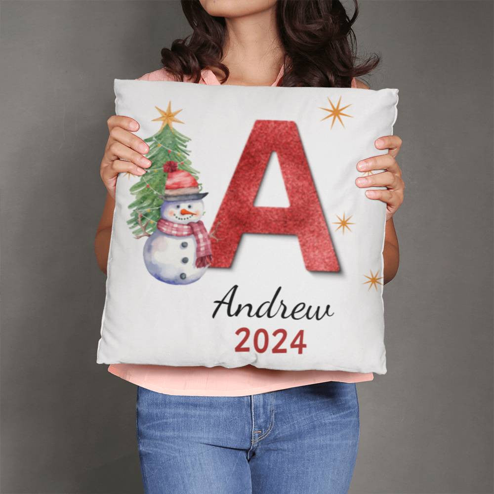 Personalized Christmas Initial, Name, and Year Classic Pillow