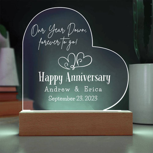 First Anniversary Personalized Acrylic Heart Plaque