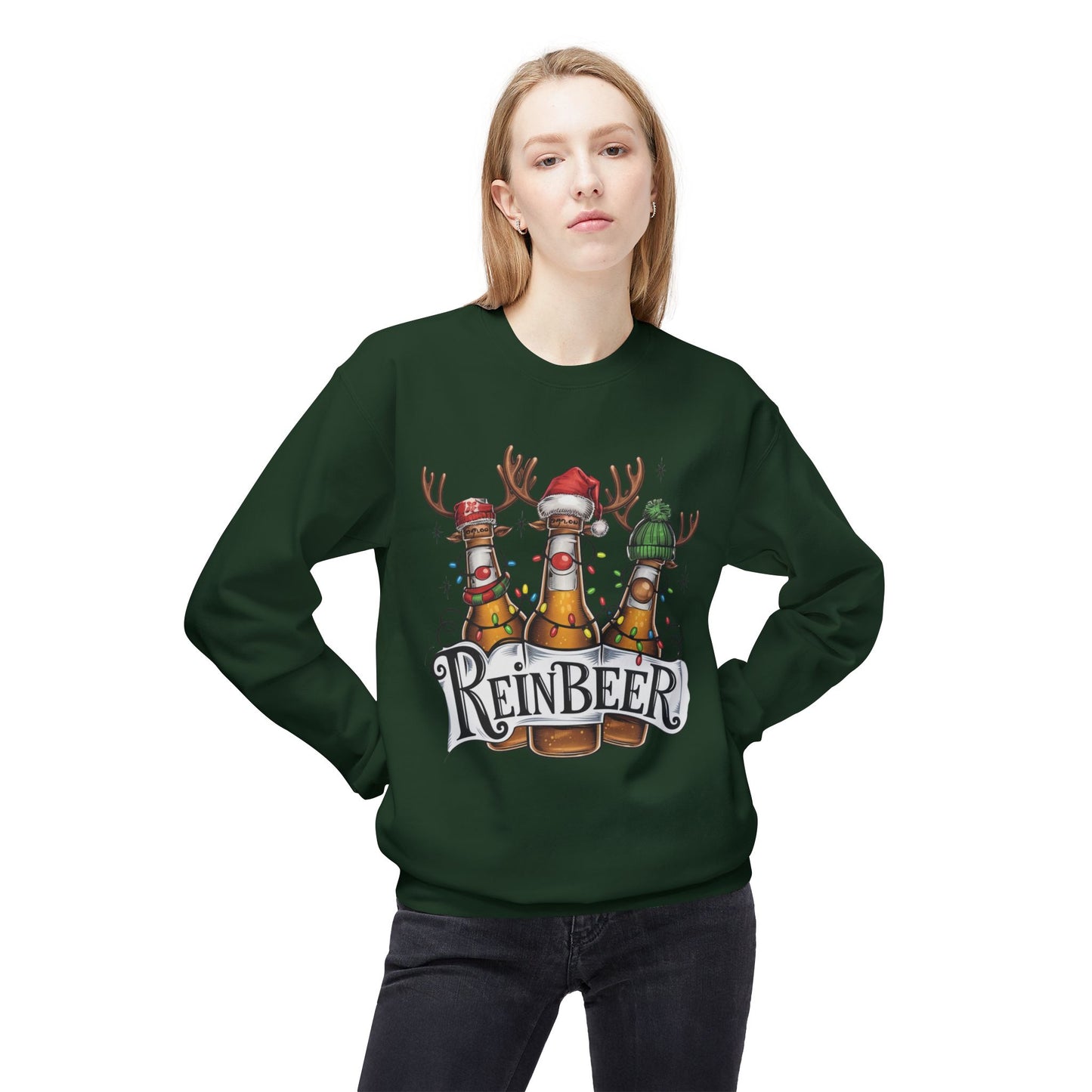 REINBEER Funny Christmas Unisex Midweight Softstyle Fleece Crewneck Sweatshirt