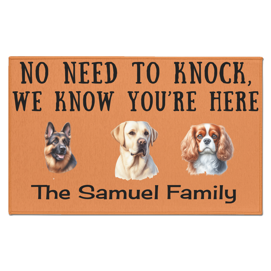 Personalize Dog Breed and Name Welcome Indoor Doormat - 3 Dogs