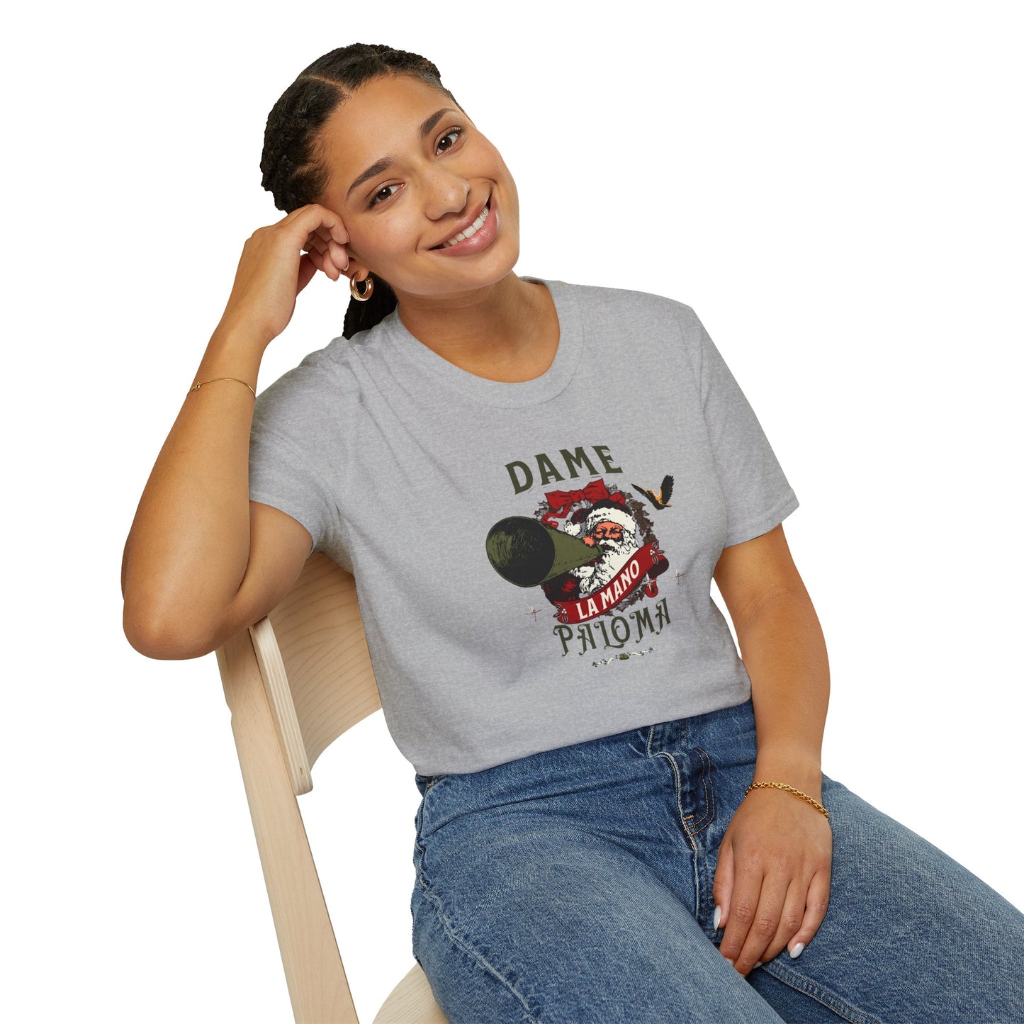 Christmas Tshirt | Dame la Mano Paloma | Puerto Rican Latino Navidad | Unisex Softstyle T-Shirt