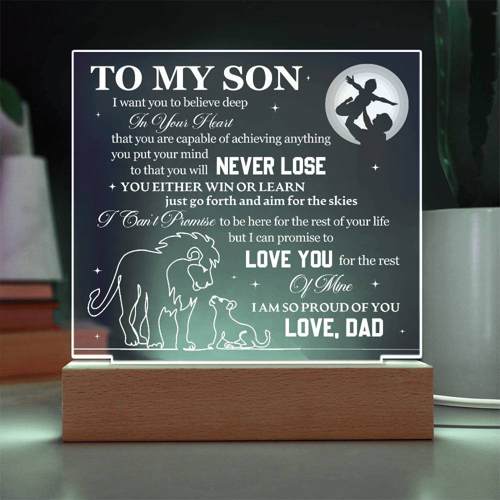 Personalize TO MY SON, LOVE DAD | LED Nightlight Acrylic Square Plaque