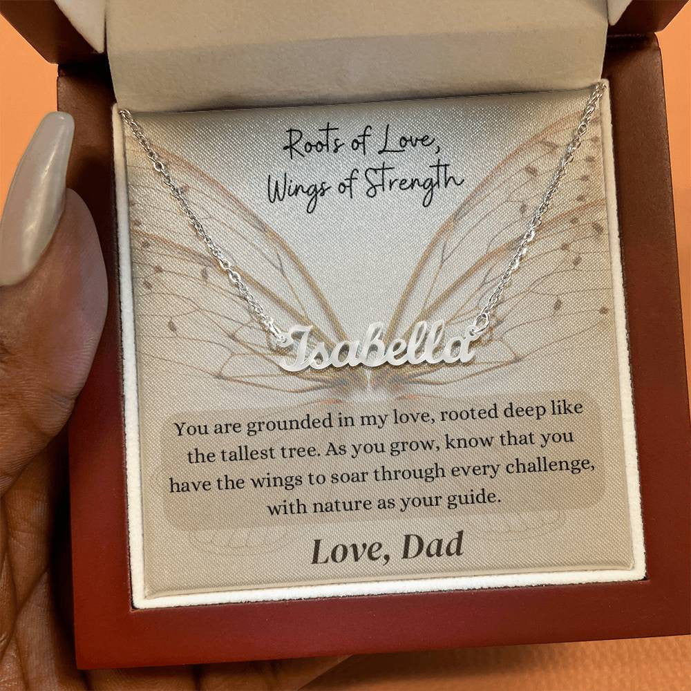 Roots of Love, Wings of Strength | Personalized Name Necklace with Personalized Message Card | Not Sold in Stores