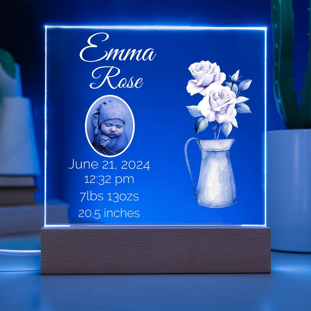 Illuminate Your Love with a Customizable LED Birth Announcement Plaque!