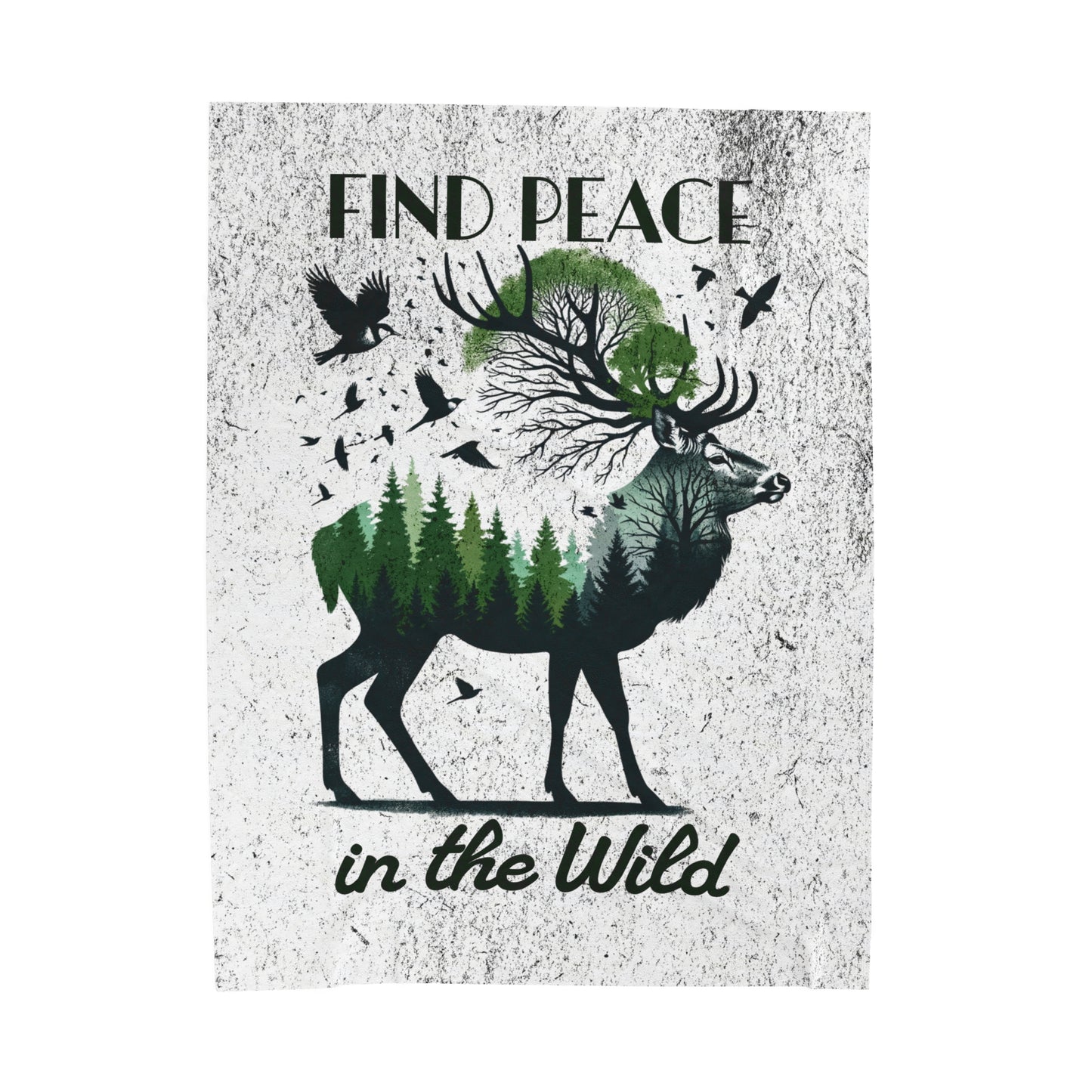 "Find Peace in the Wild" Plush Velveteen Blanket