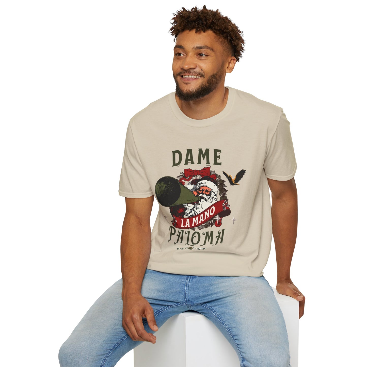 Christmas Tshirt | Dame la Mano Paloma | Puerto Rican Latino Navidad | Unisex Softstyle T-Shirt