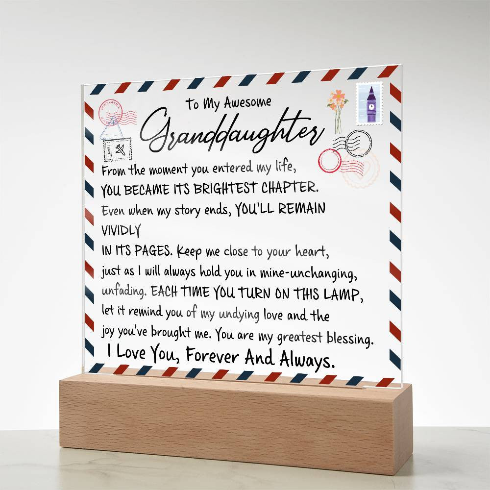 To My Granddaughter | LED Nightlight Acrylic Square Plaque