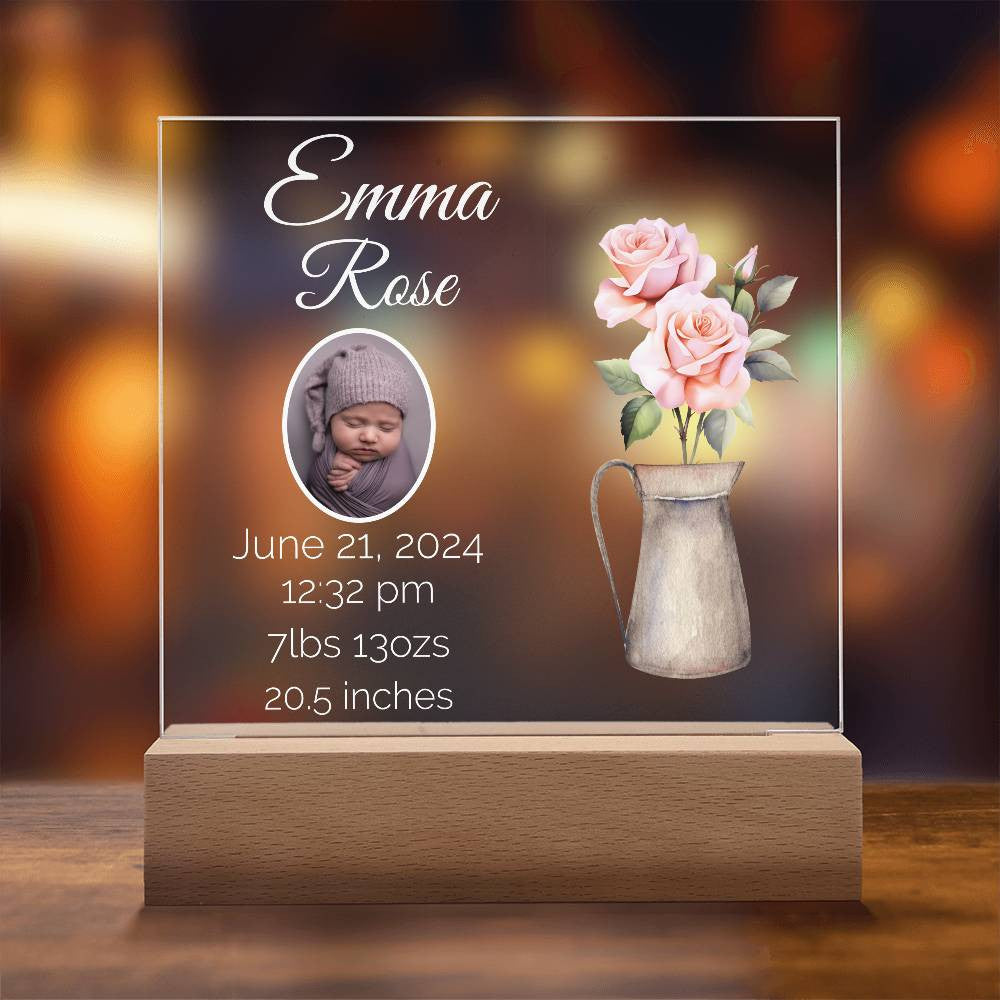 Illuminate Your Love with a Customizable LED Birth Announcement Plaque!