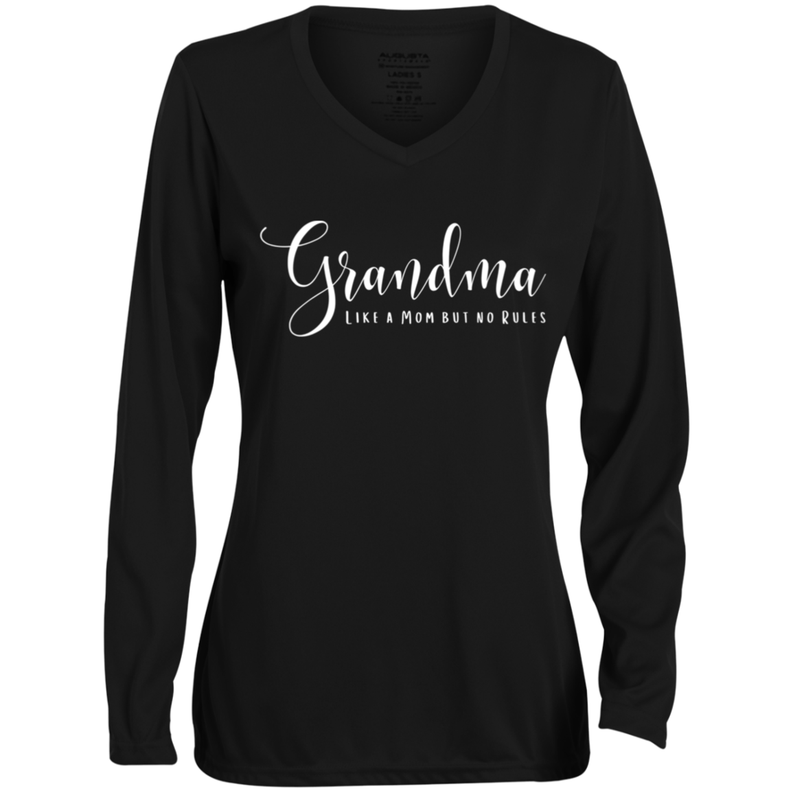 Grandma Life | Like a Mom with No Rules | Moisture-Wicking Long Sleeve V-Neck Tee