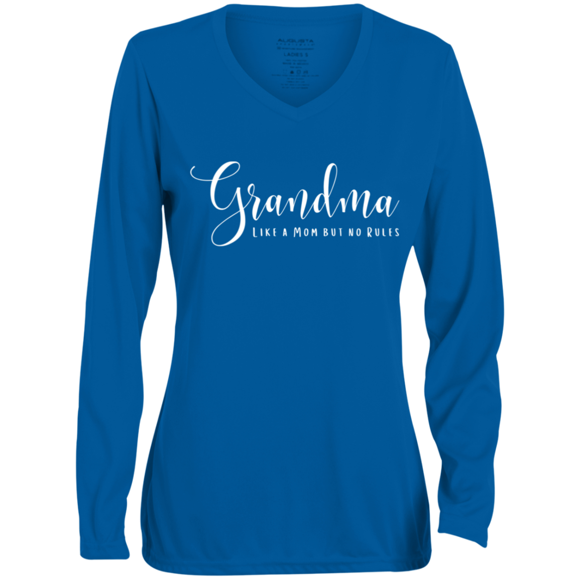 Grandma Life | Like a Mom with No Rules | Moisture-Wicking Long Sleeve V-Neck Tee