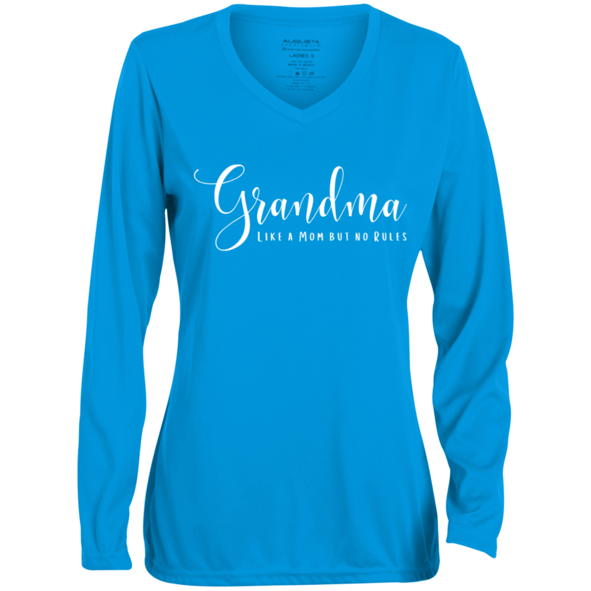 Grandma Life | Like a Mom with No Rules | Moisture-Wicking Long Sleeve V-Neck Tee