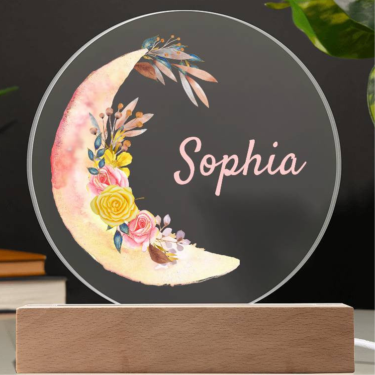 Baby Girl Gift | Personalized Night Light for Kids | Custom Night Light | Infant Gift | Personalized Lamp | Name Night Light Acrylic Circle Plaque