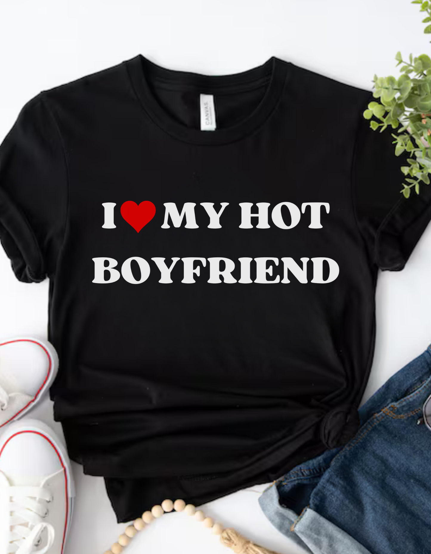 I Love My Hot Boyfriend / Girlfriend Matching Couples T-Shirt