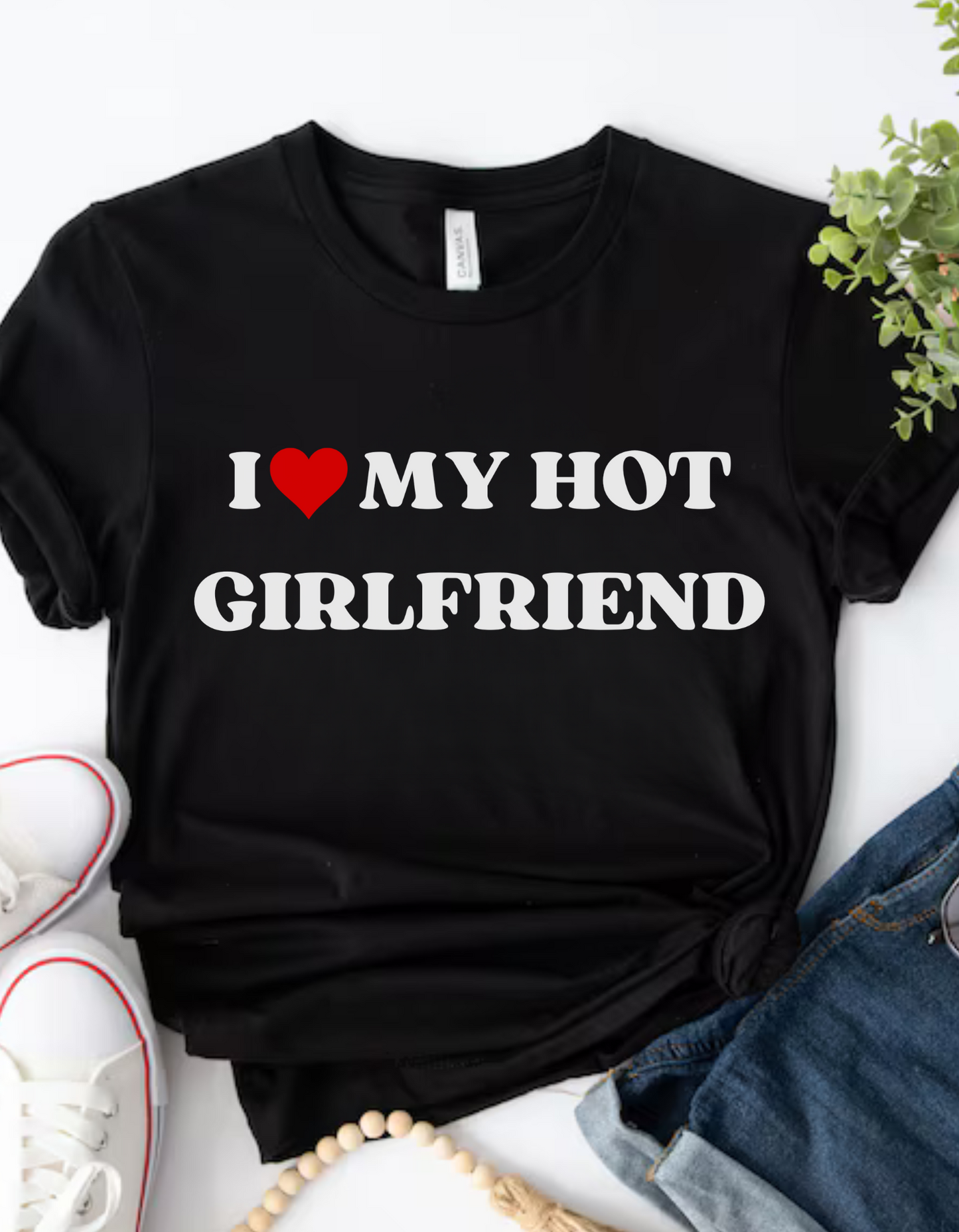 I Love My Hot Boyfriend / Girlfriend Matching Couples T-Shirt