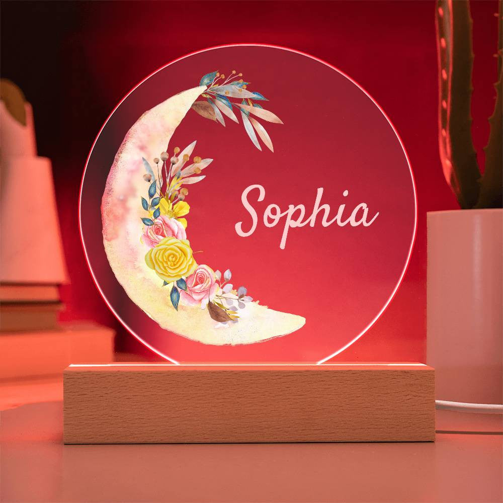 Baby Girl Gift | Personalized Night Light for Kids | Custom Night Light | Infant Gift | Personalized Lamp | Name Night Light Acrylic Circle Plaque