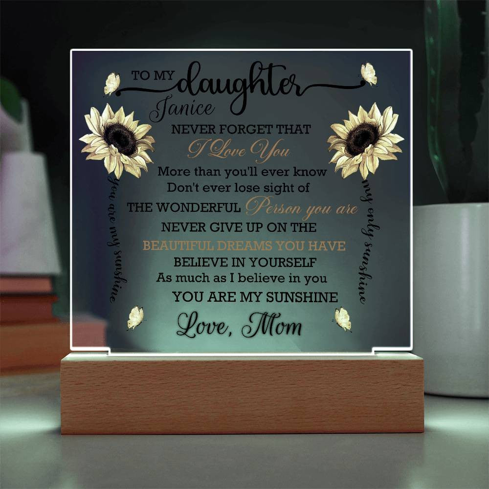 Free Personalization To My Daughter Acrylic Square Plaque