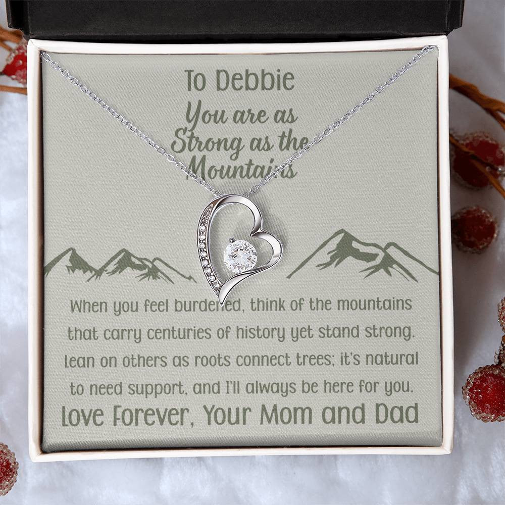 You Are as Strong as the Mountains | Personalized Gift Forever Love Necklace | Poem and Gift Box Included