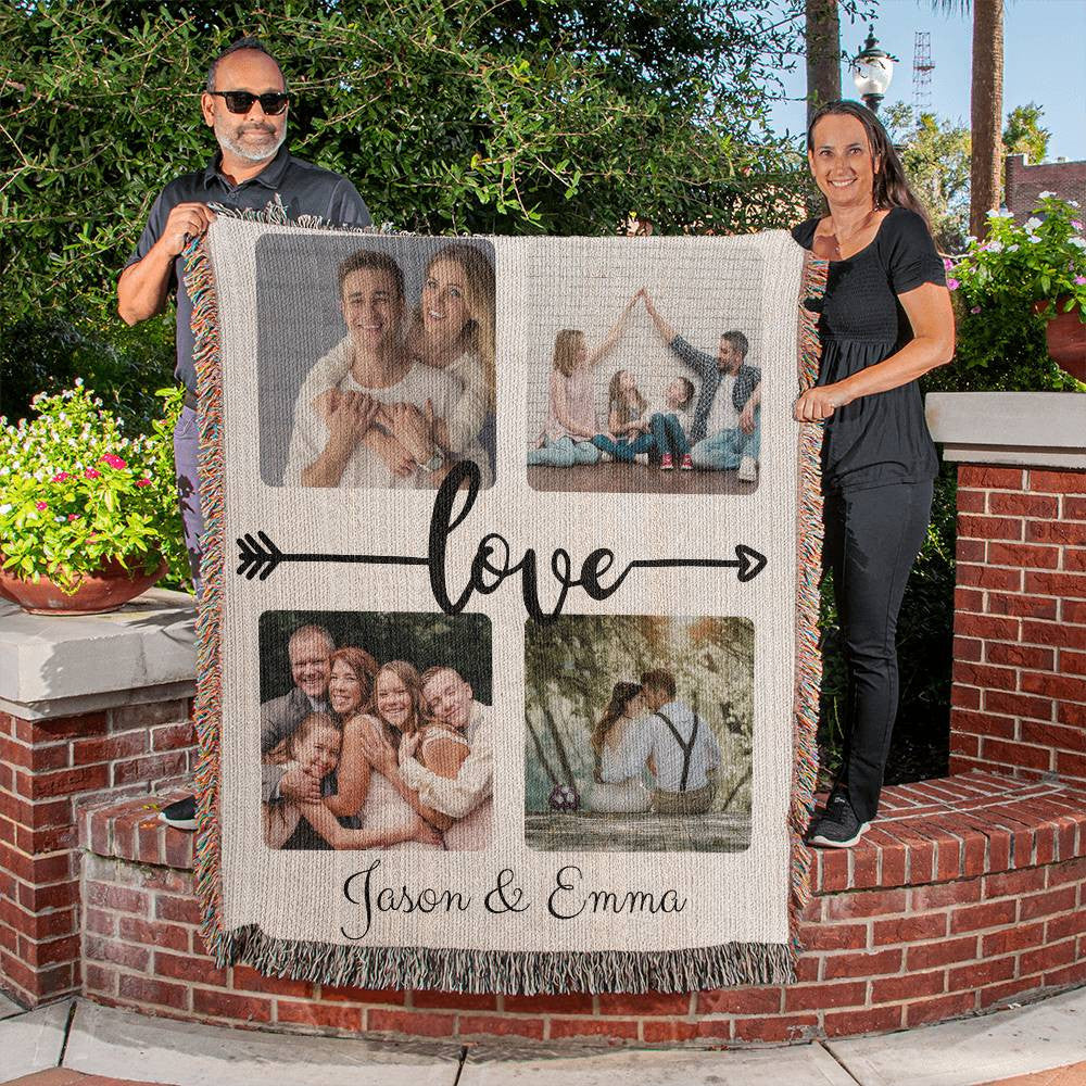 Personalized Photo Heirloom Artwork Woven Blanket (Portrait) Anniversary Christmas Gift