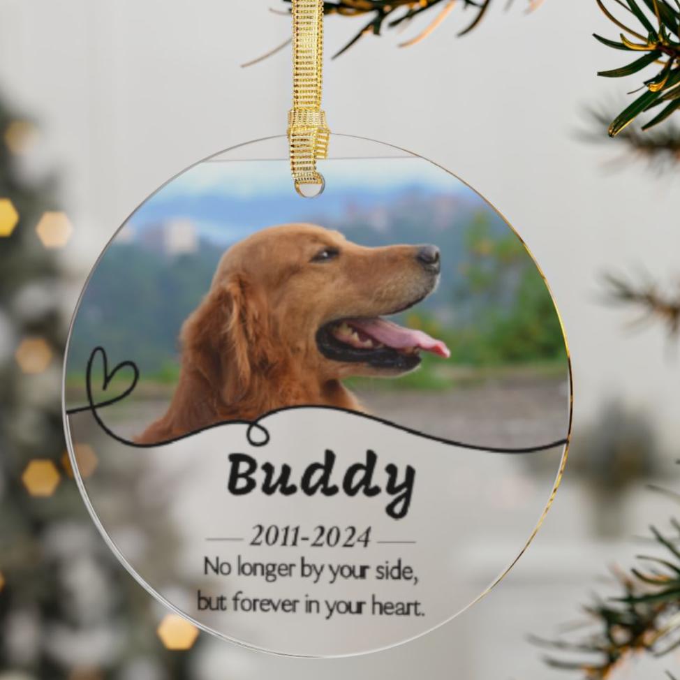 Custom Pet Memorial Clear Acrylic Ornament | Heartfelt Christmas Gift for Family & Friends