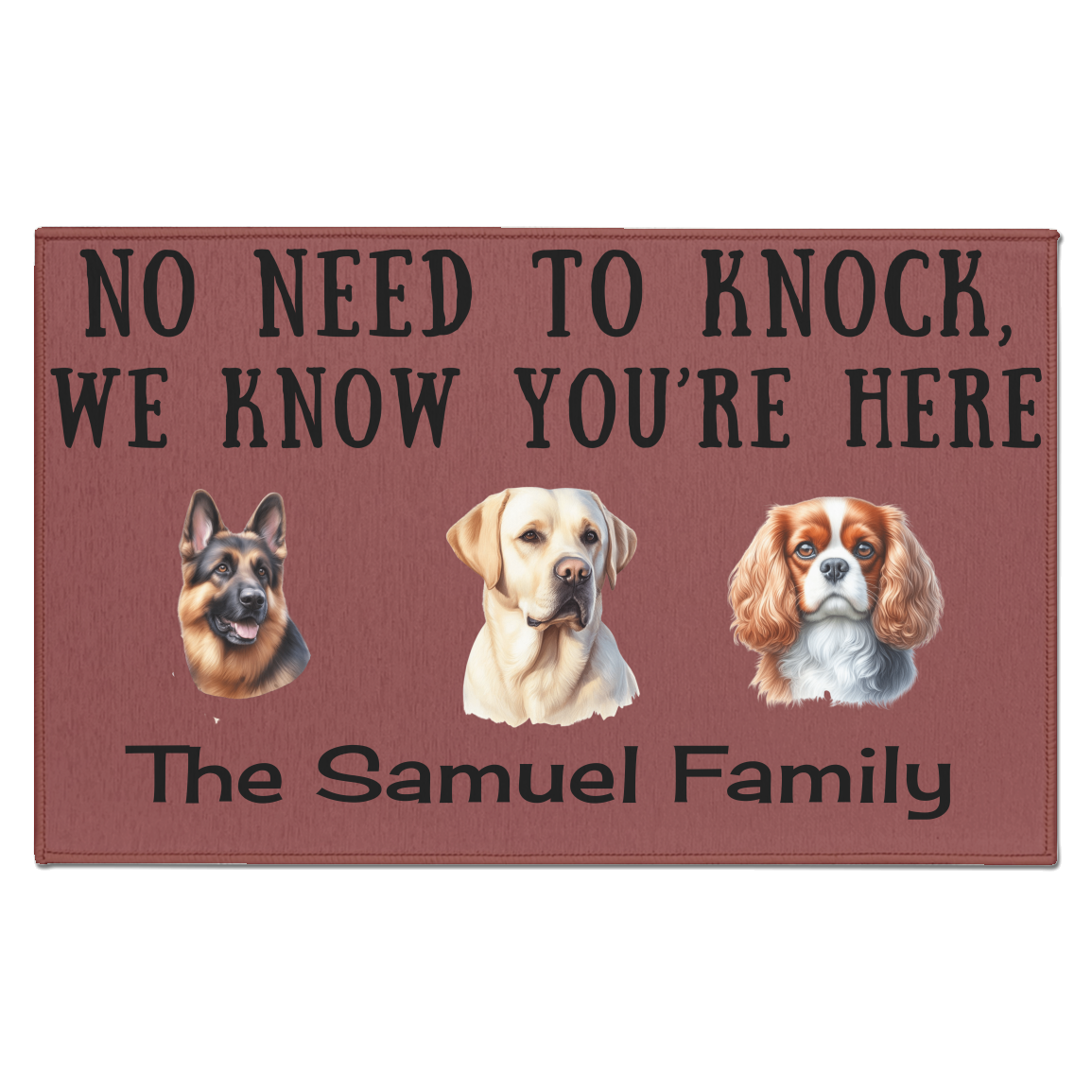 Personalize Dog Breed and Name Welcome Indoor Doormat - 3 Dogs