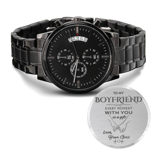 To by Boyfriend | Black Chronograph Watch