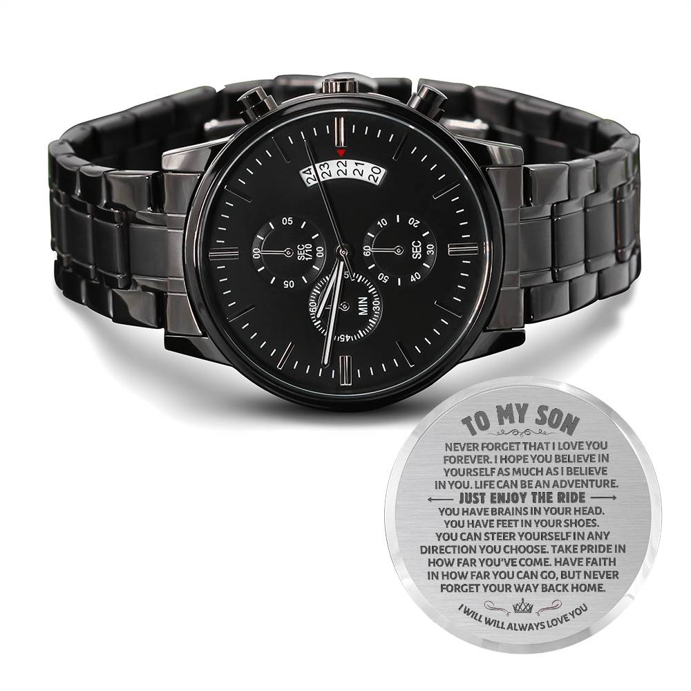 To my Son | I Love you Forever | Black Chronograph Watch