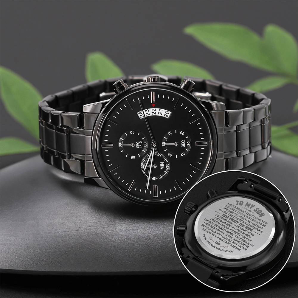 To my Son | I Love you Forever | Black Chronograph Watch