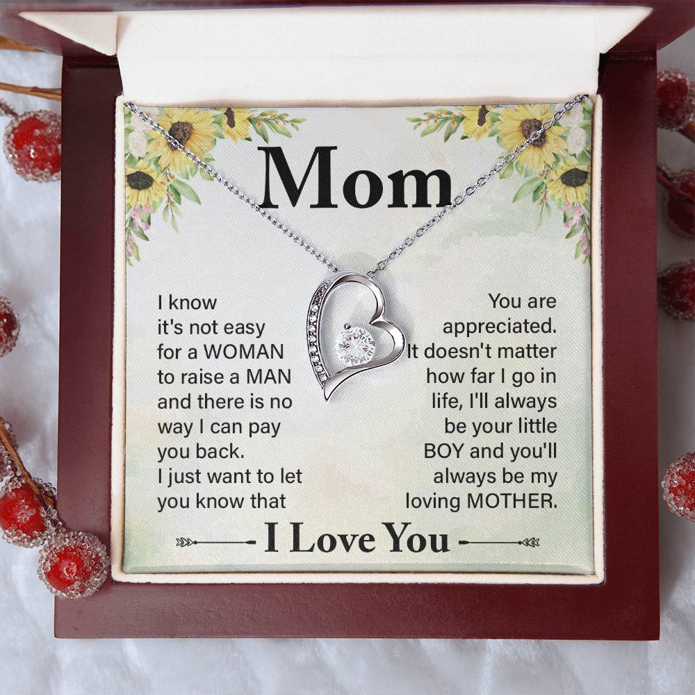 To Mom from Son heart necklace | Mother's Day | Thank You | Pendant Gift