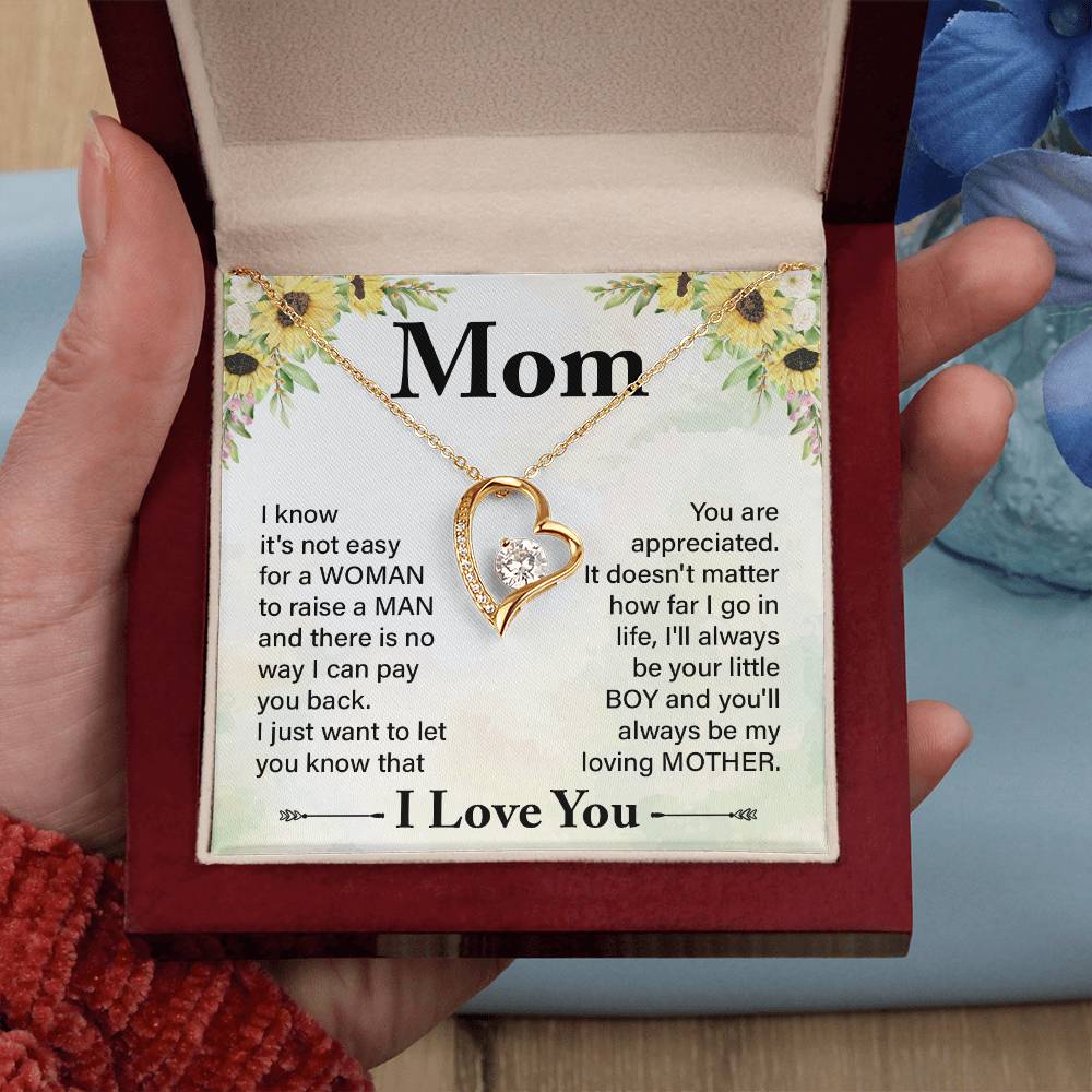 To Mom from Son heart necklace | Mother's Day | Thank You | Pendant Gift