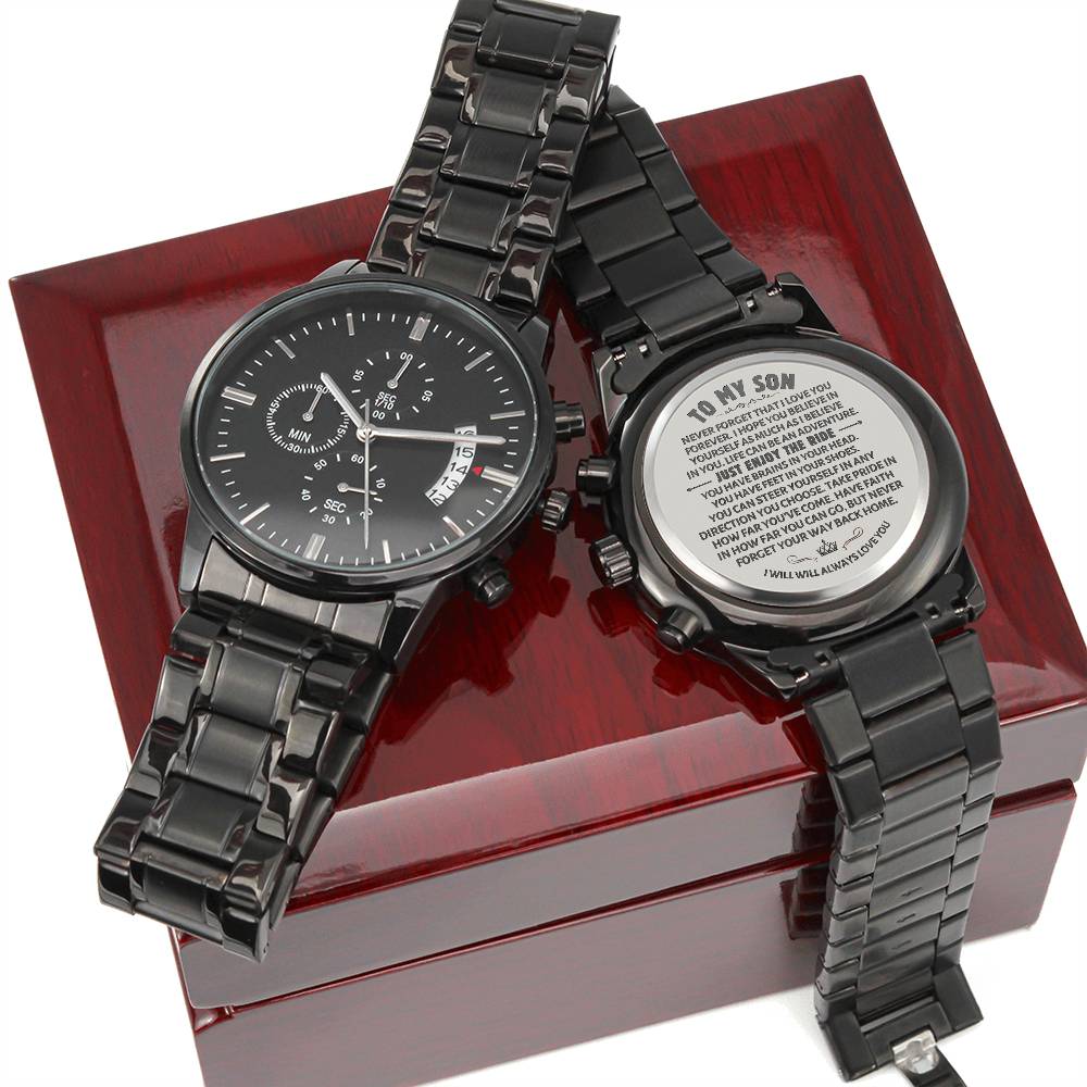 To my Son | I Love you Forever | Black Chronograph Watch