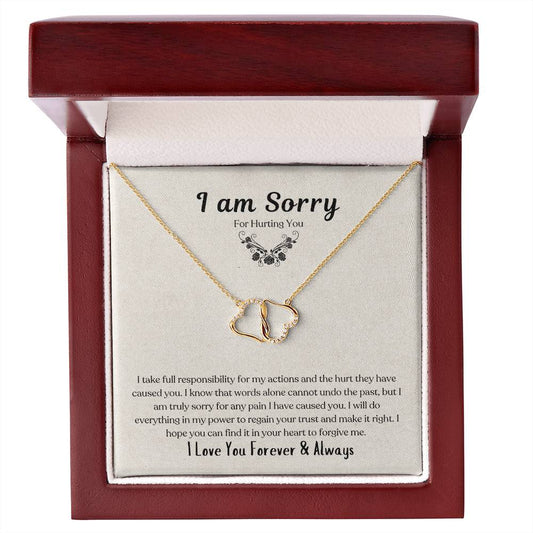 I am Sorry | Gift for Loved One | Everlasting Love | 18 Pave Set Diamonds on Heart Necklace