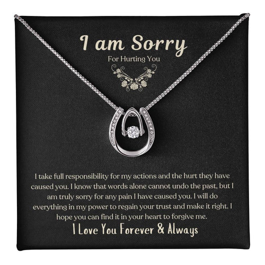 I am Sorry Gift for Loved One | Give an Apology | Lucky in Love Necklace | Suspended CZ