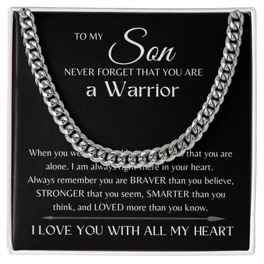 For My Warrior Son Cuban Link Necklace Gift