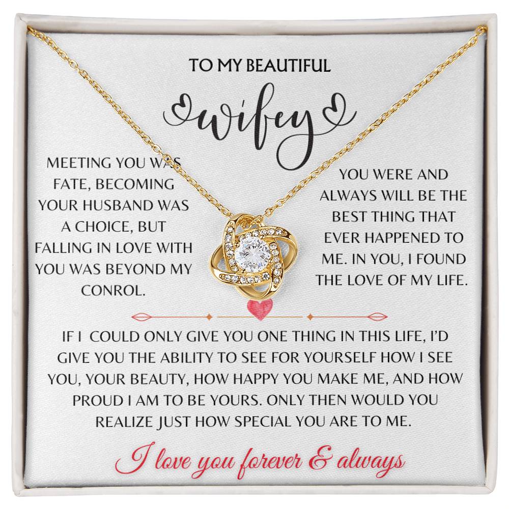 To My Beautiful Wife | Mother's Day Gift | Love Knot Necklace