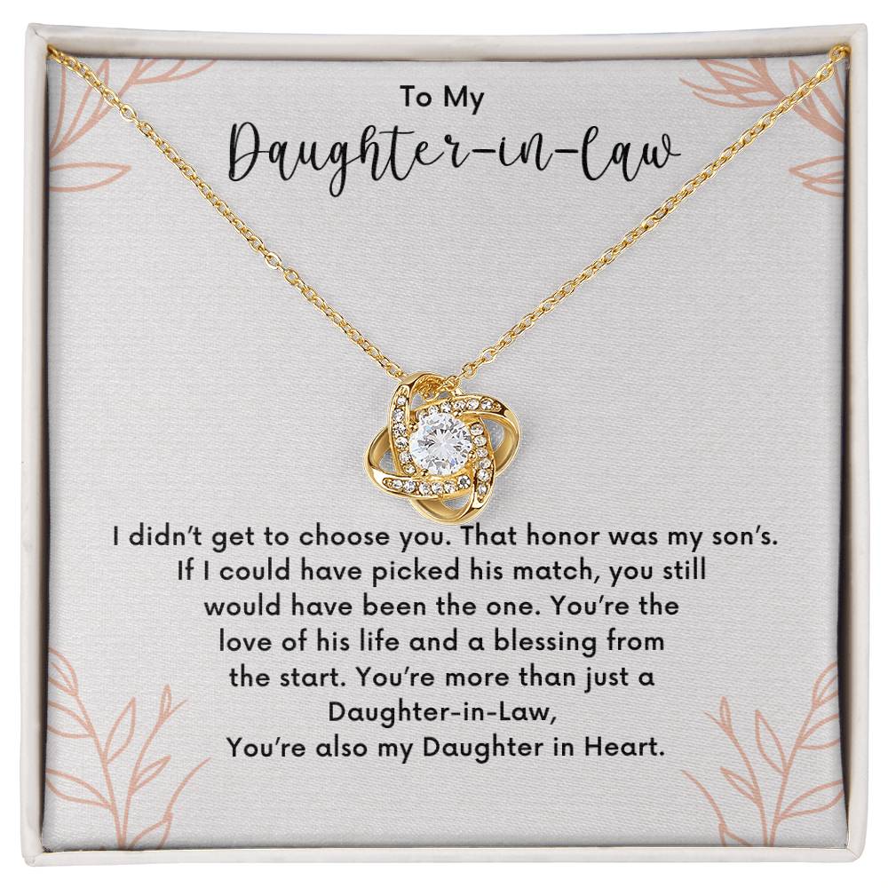 💖 Daughter-in-Law Daughter in Heart | Gift for Christmas, Anniversary, or Birthday 💖Love Knot Necklace